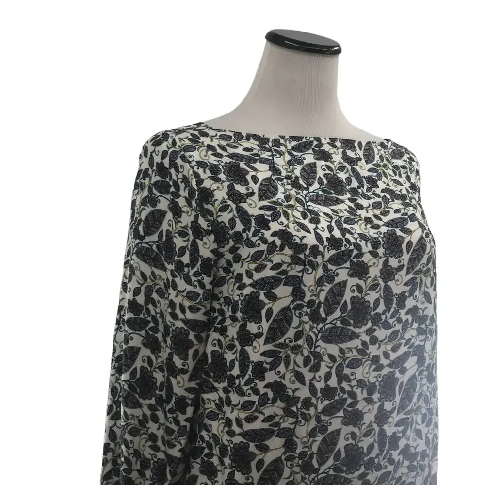 J. Crew Ivory Jungle Floral Drapey Boatneck Top